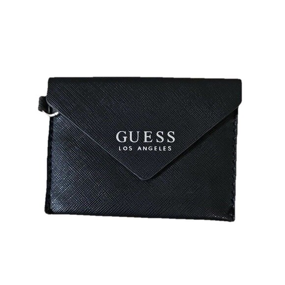 GUESS Coin Purse -  Chic & Clean Small Black Leather Accessory Bag with Logo - Picture 1 of 4